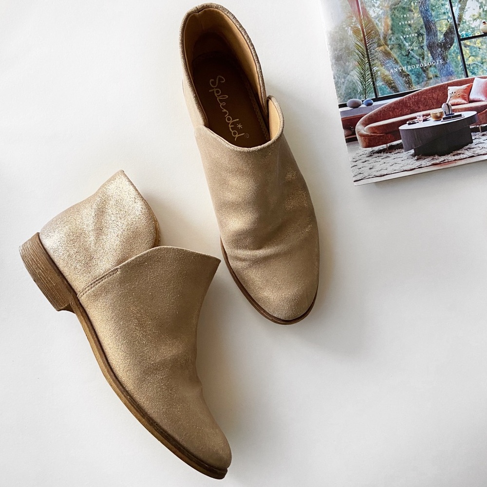 Splendid Petunia Sparkly Gold Ankle Booties - Picture 1 of 5